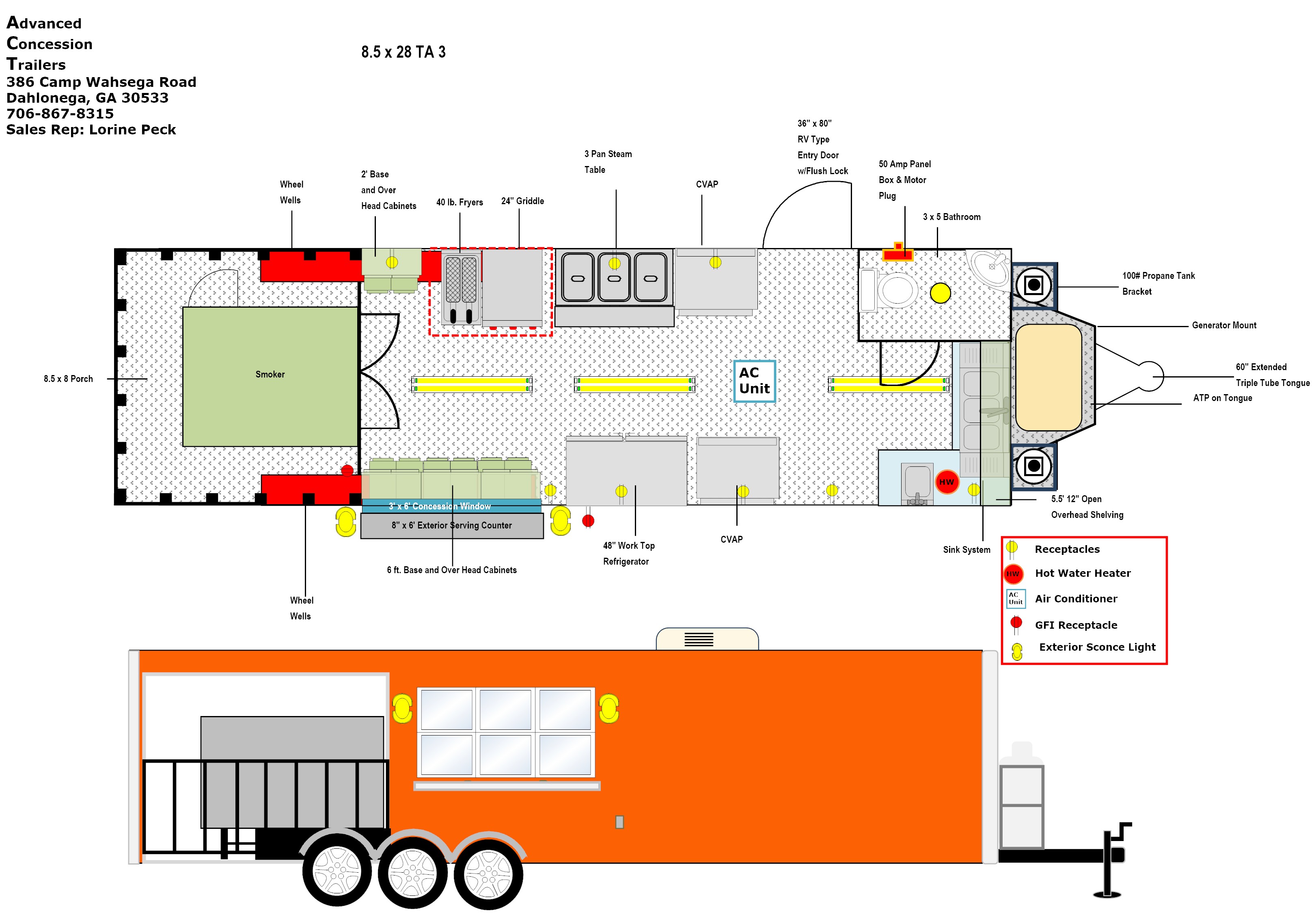 8.5 x 28 TTA3 BBQ Advanced Concession Trailers