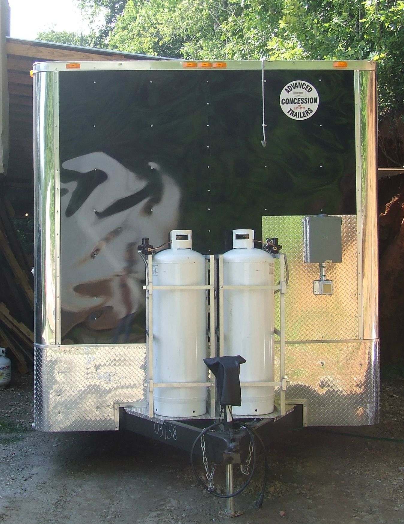 Black Concession Trailer with two 100 lb. propane tanks | Advanced