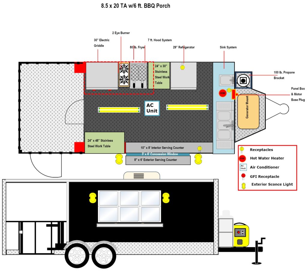 8 5 x 20 w Side Entry Advanced Concession Trailers