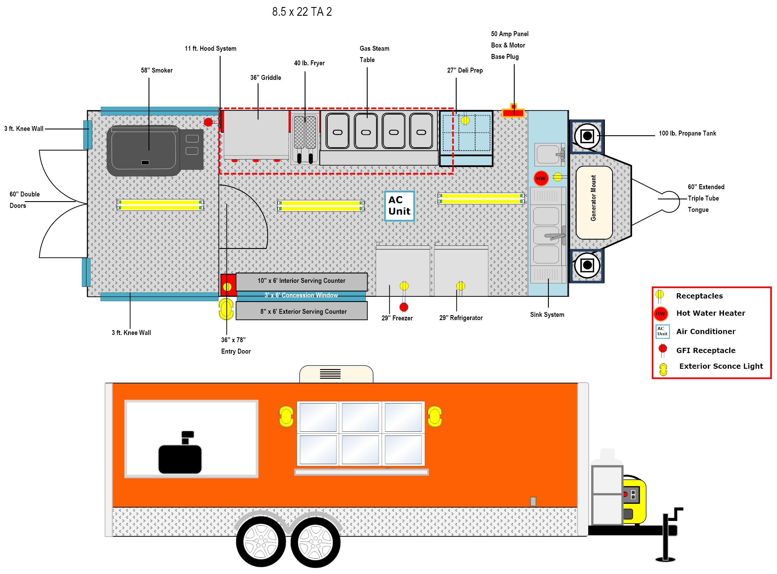 8.5 x 22 TA2 – 6 ft. BBQ Porch | Advanced Concession Trailers